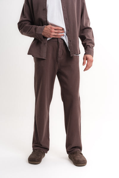 Baggy Gabardin Pantolon Kahverengi