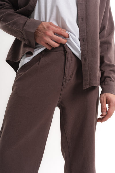 Baggy Gabardin Pantolon Kahverengi