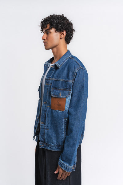 Rider Cep Detaylı Denim Ceket Mavi ürün görseli 3