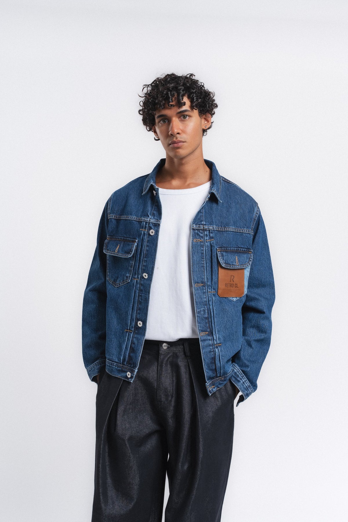 Rider Cep Detaylı Denim Ceket Mavi ürün görseli 4