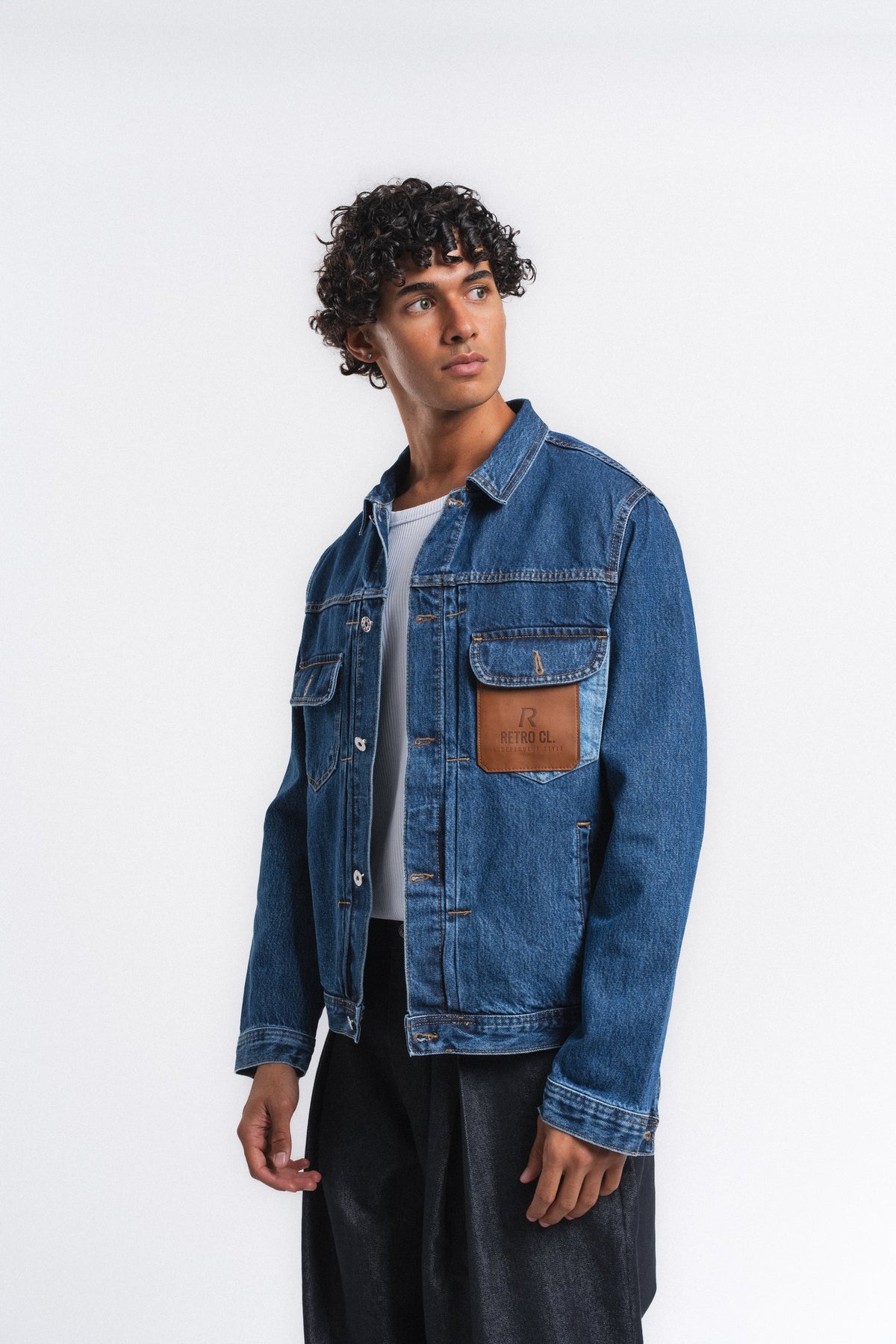 Rider Cep Detaylı Denim Ceket Mavi ürün görseli 5