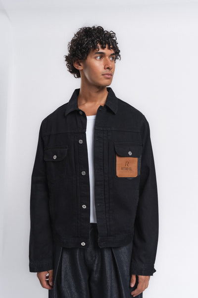 Rider Cep Detaylı Denim Ceket Siyah ürün görseli 2
