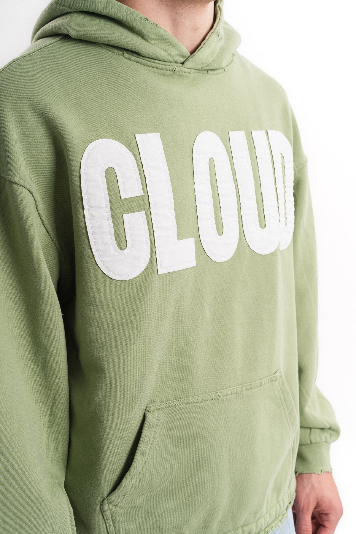 Nakışlı Oversize Kapüşonlu Sweatshirt - Çağla Yeşili
