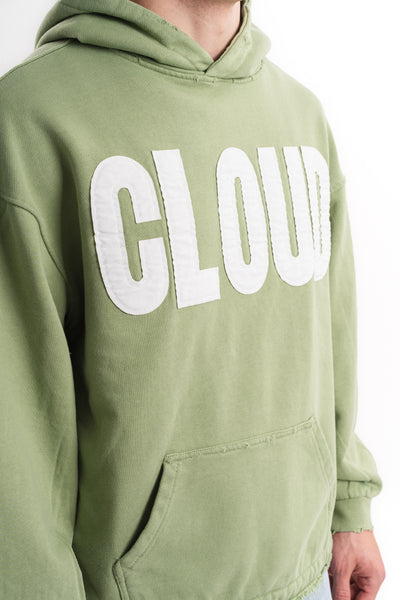 Nakışlı Oversize Kapüşonlu Sweatshirt - Çağla Yeşili
