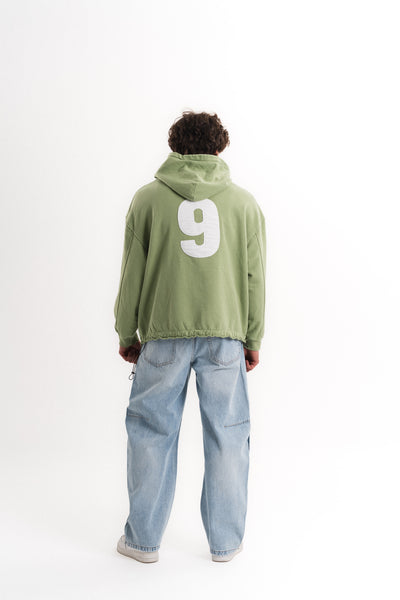 Nakışlı Oversize Kapüşonlu Sweatshirt - Çağla Yeşili