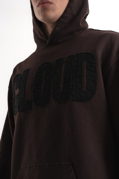 Nakışlı Oversize Kapüşonlu Sweatshirt - Kahverengi