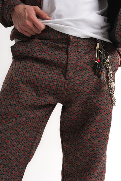 Leopar Desenli Baggy Pantolon - Bordo