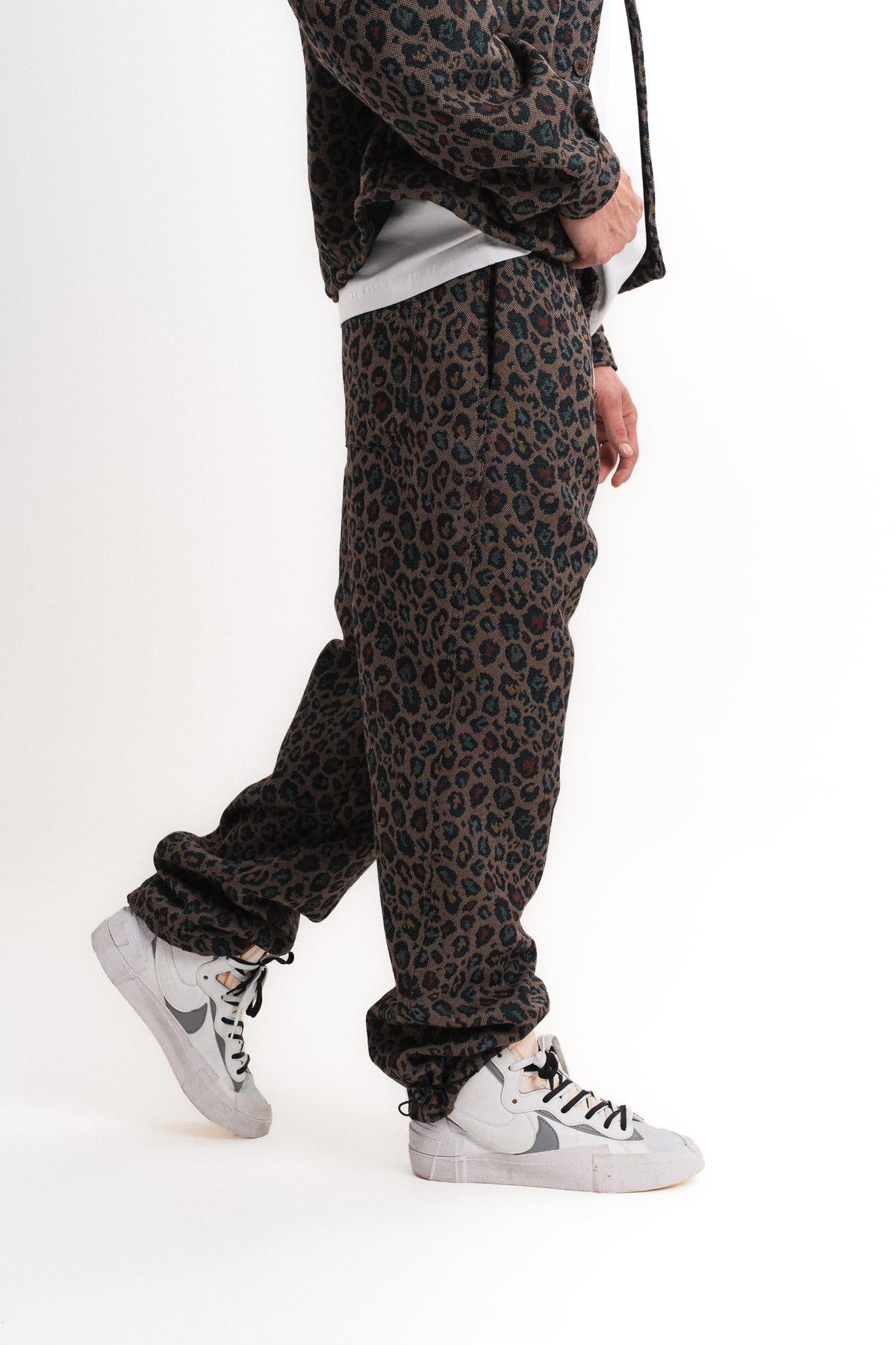 Leopar Desenli Baggy Pantolon - Haki
