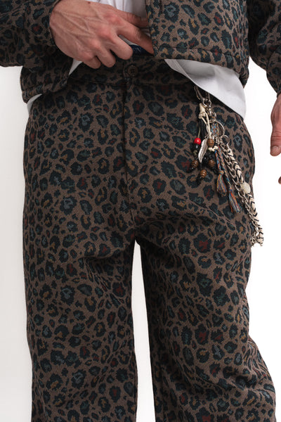 Leopar Desenli Baggy Pantolon - Haki