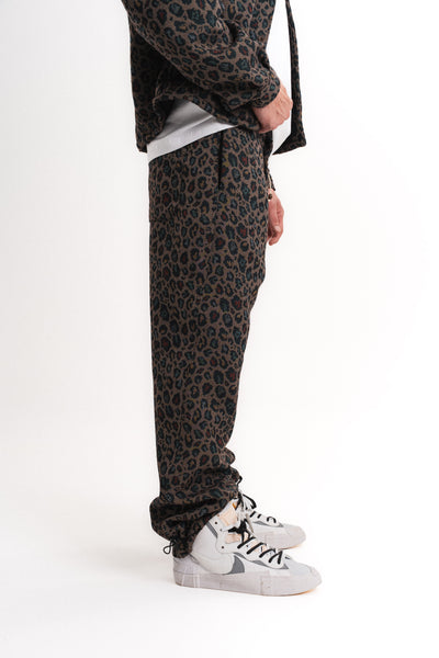 Leopar Desenli Baggy Pantolon - Haki