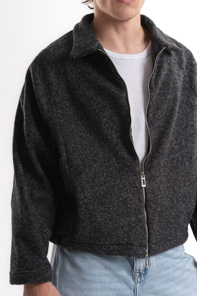 Oversize Crop Fermuarlı Molime Ceket - Antrasit