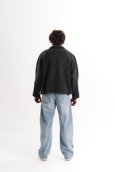 Oversize Crop Fermuarlı Molime Ceket - Antrasit