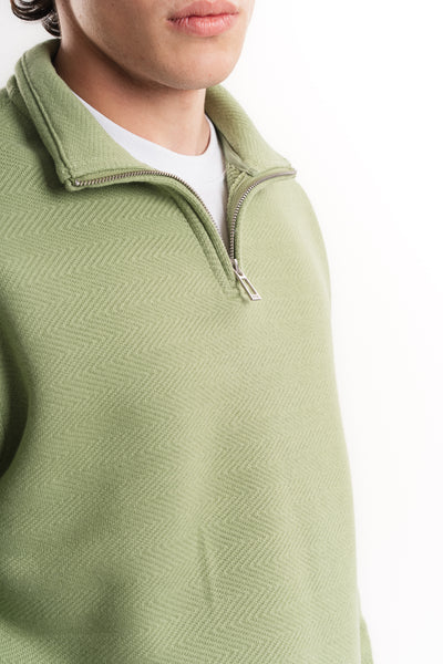 Oversize Yarım Fermuarlı Sweatshirt - Çağla Yeşili