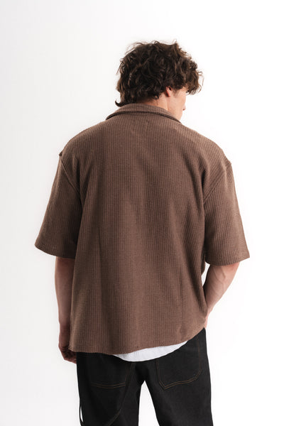 Tiger Nakışlı Oversize Jakar Üst - Kahverengi