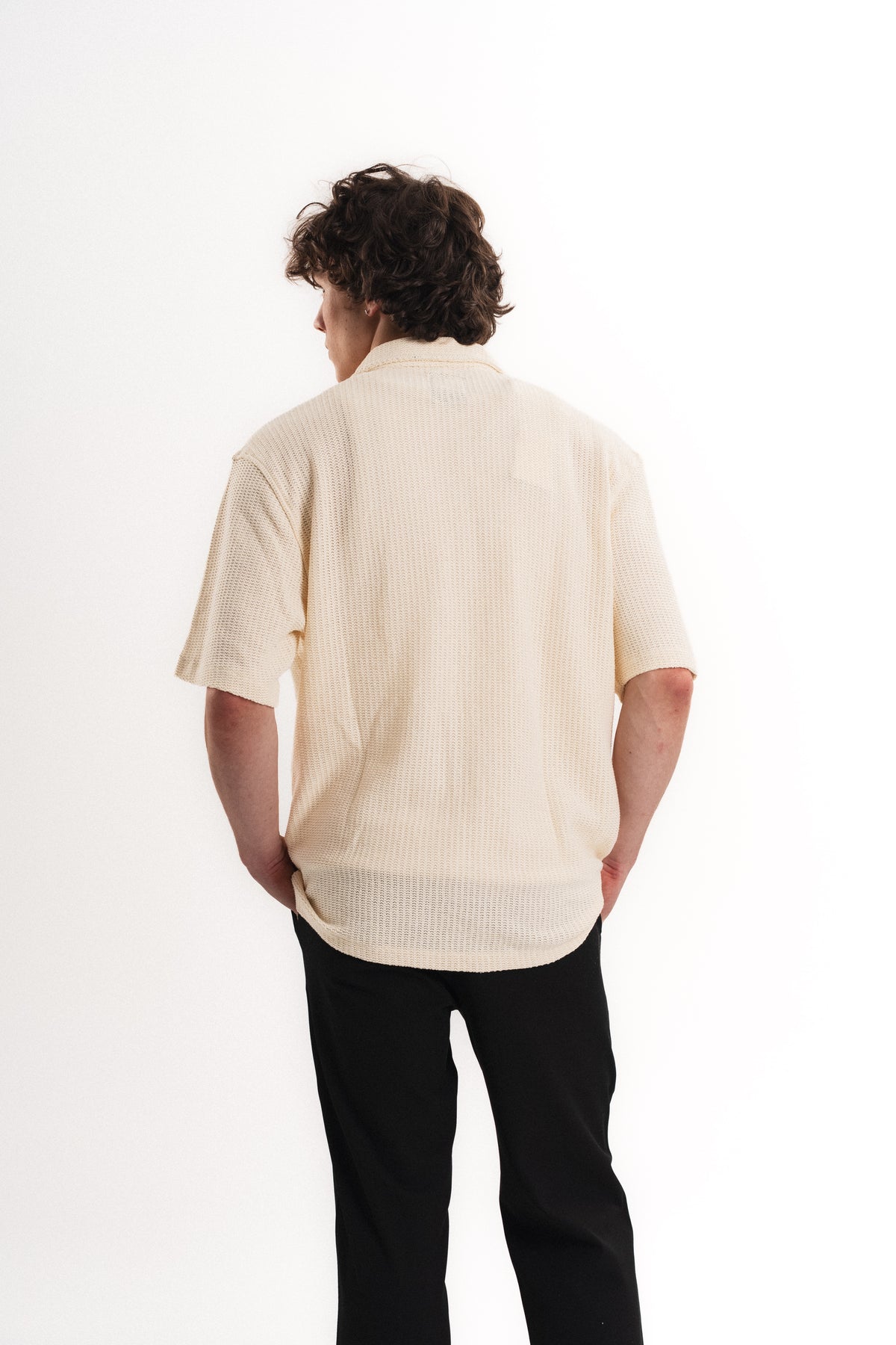 Tiger Nakışlı Oversize Jakar Üst - Krem