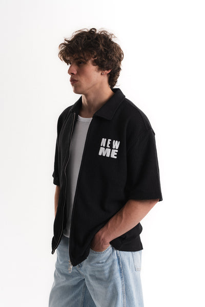 Tiger Nakışlı Oversize Jakar Üst - Siyah
