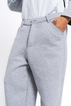 Core Beli Lastikli Pensli Jogger Pantolon Açık Gri