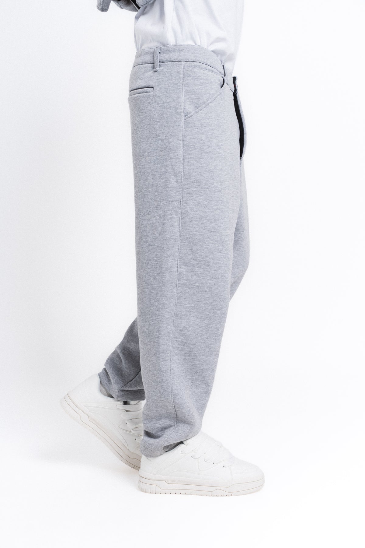 Core Beli Lastikli Pensli Jogger Pantolon Açık Gri