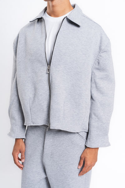 Core Fermuarlı Minimal Sweat Ceket Açık Gri