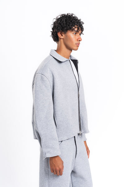 Core Fermuarlı Minimal Sweat Ceket Açık Gri