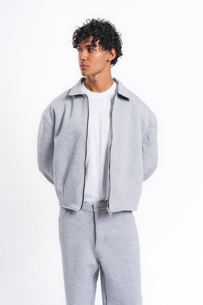 Core Fermuarlı Minimal Sweat Ceket Açık Gri