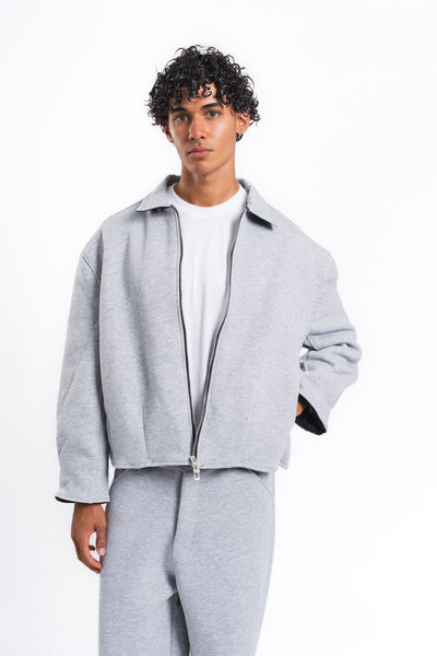 Core Fermuarlı Minimal Sweat Ceket Açık Gri