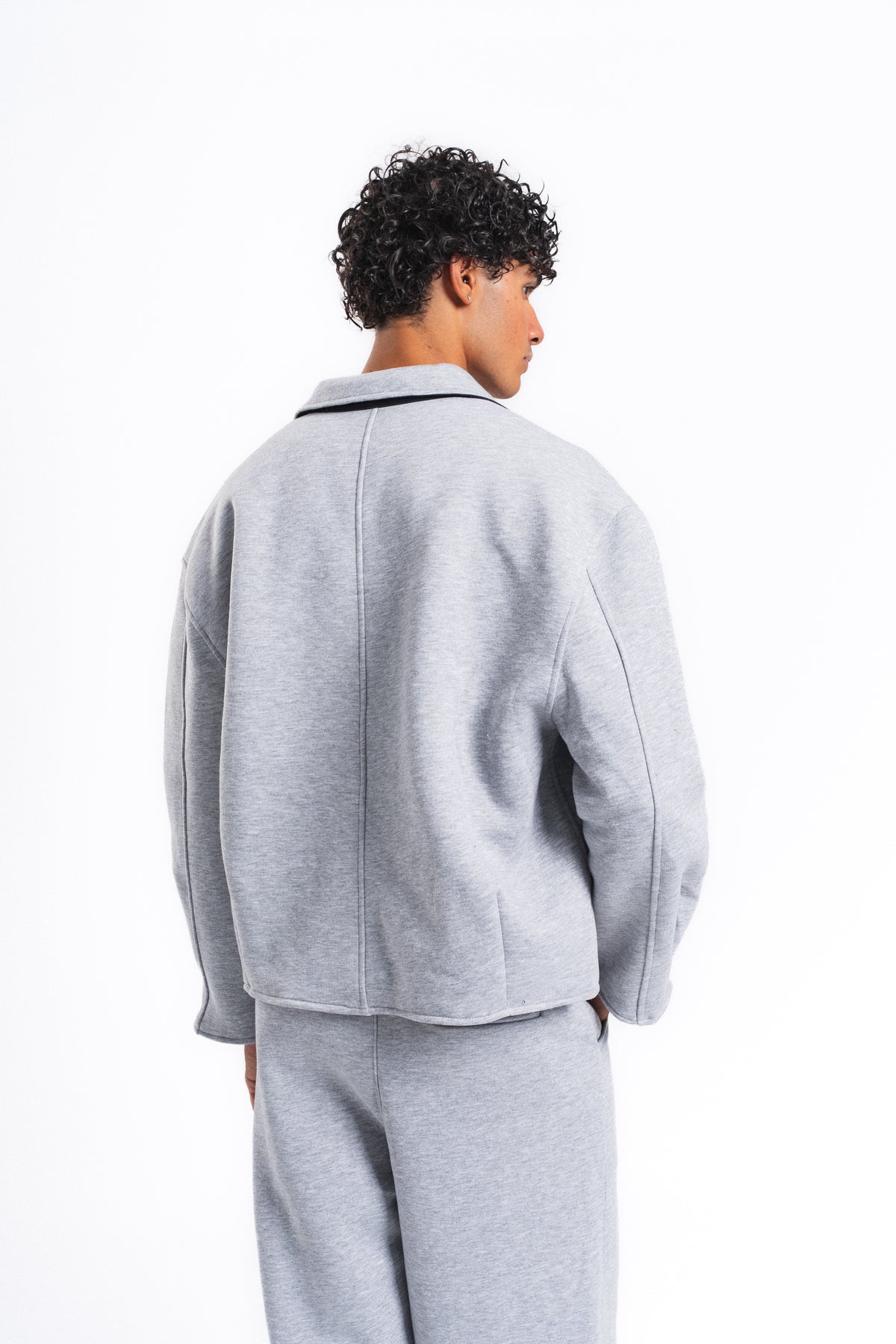 Core Fermuarlı Minimal Sweat Ceket Açık Gri