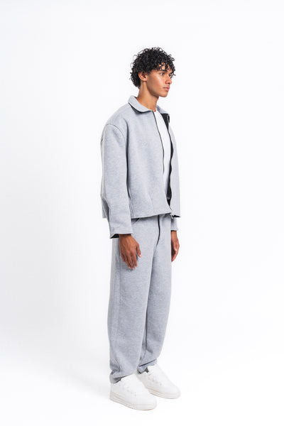 Core Fermuarlı Minimal Sweat Ceket Açık Gri