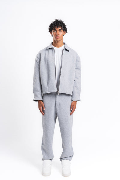 Core Fermuarlı Minimal Sweat Ceket Açık Gri