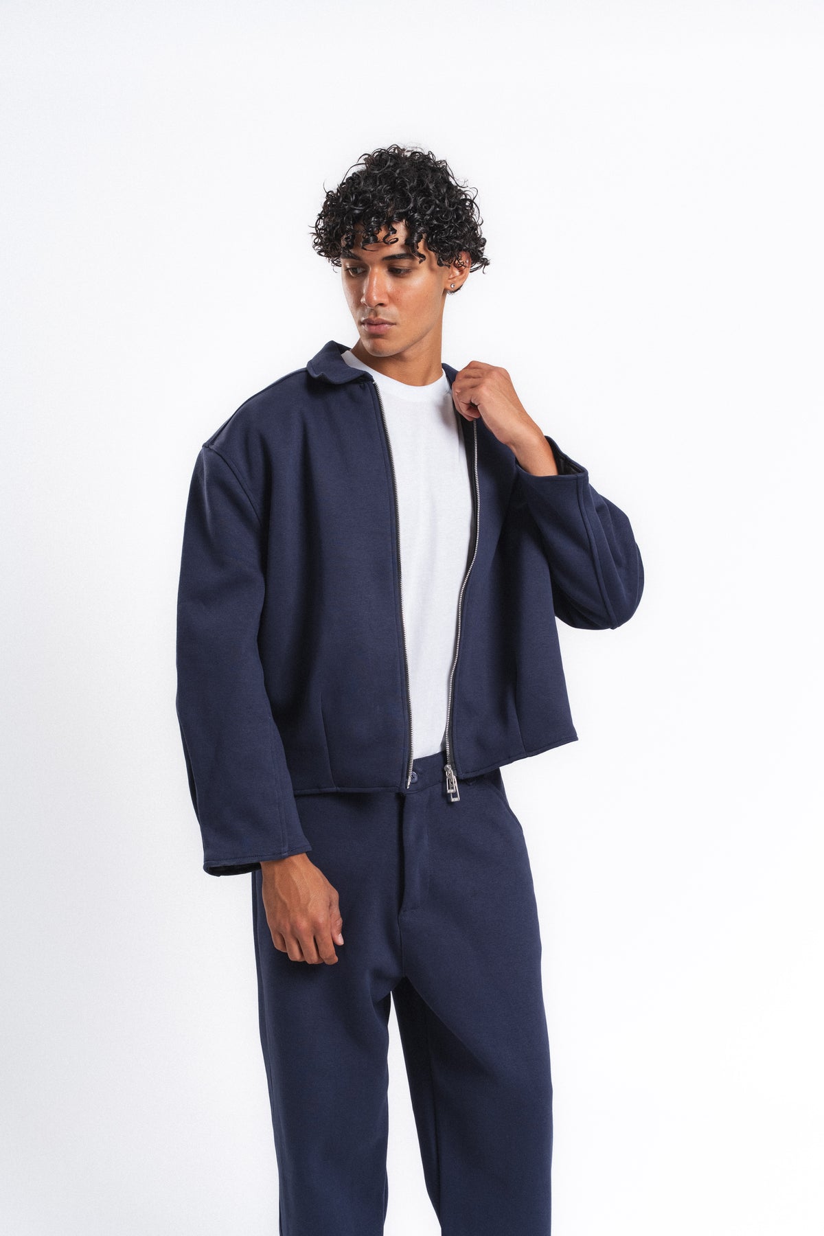Core Fermuarlı Minimal Sweat Ceket Lacivert