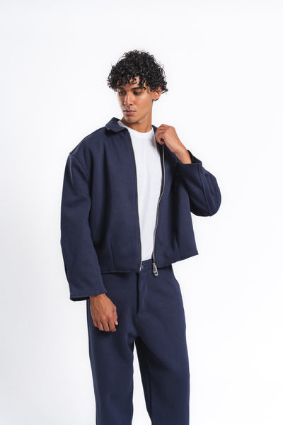 Core Fermuarlı Minimal Sweat Ceket Lacivert