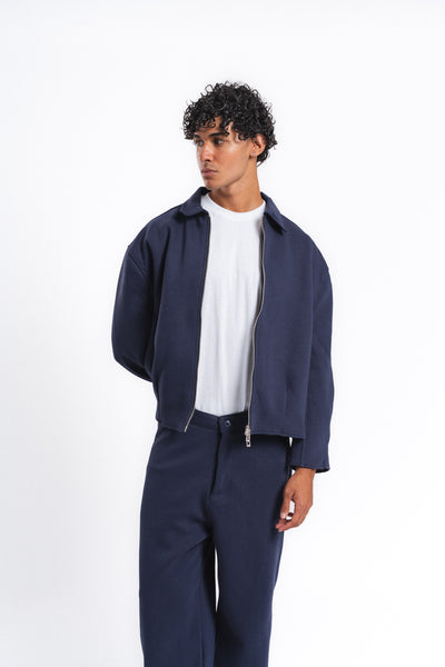 Core Fermuarlı Minimal Sweat Ceket Lacivert