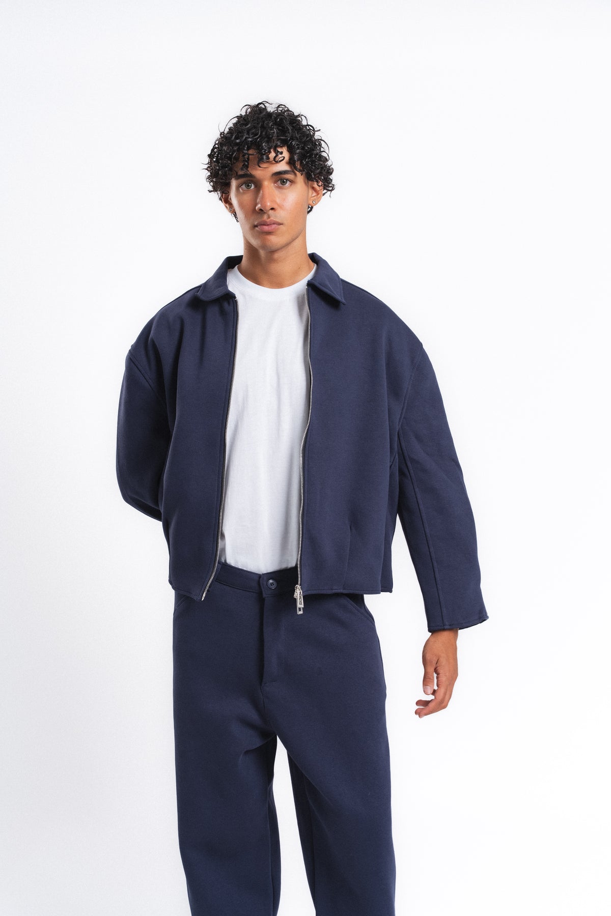 Core Fermuarlı Minimal Sweat Ceket Lacivert