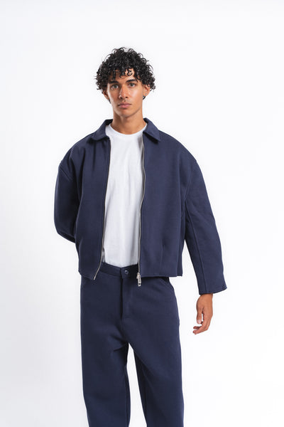 Core Fermuarlı Minimal Sweat Ceket Lacivert