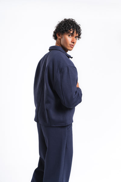 Core Fermuarlı Minimal Sweat Ceket Lacivert
