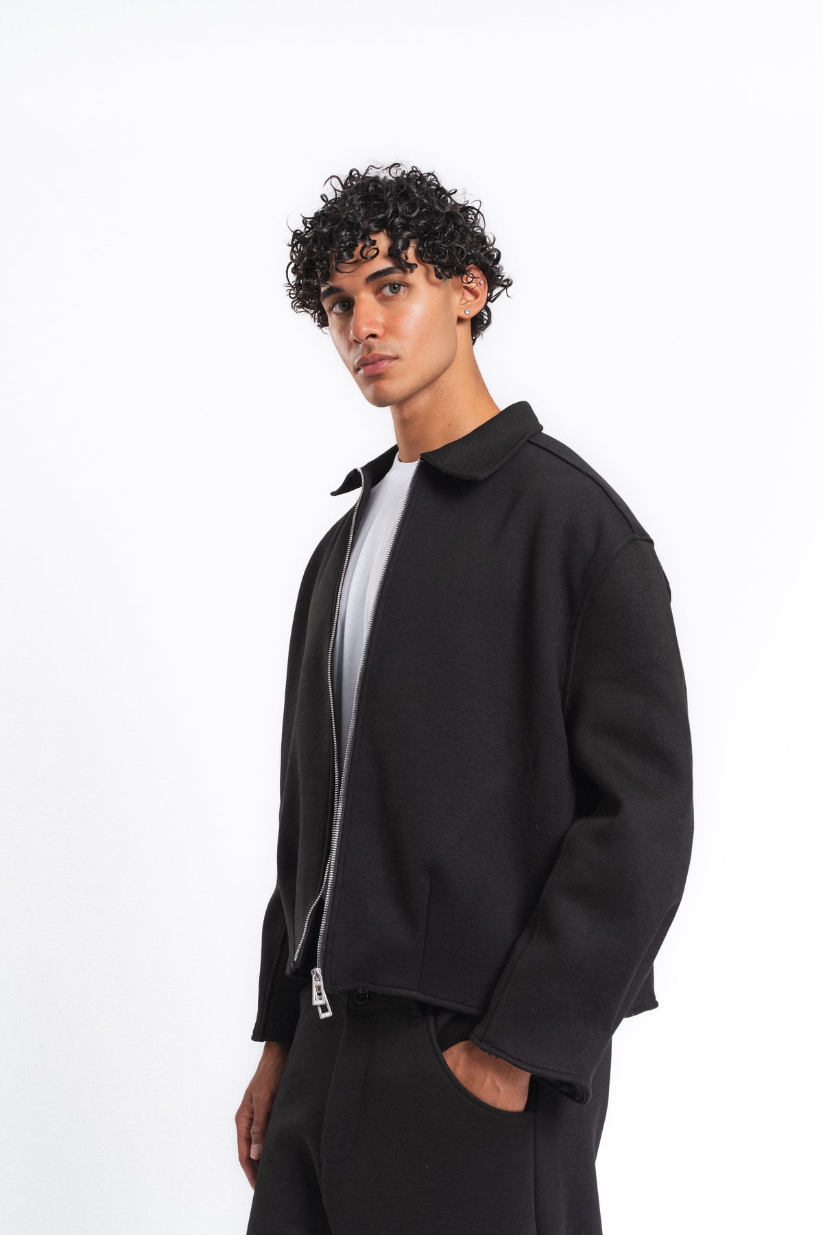 Core Fermuarlı Minimal Sweat Ceket Siyah