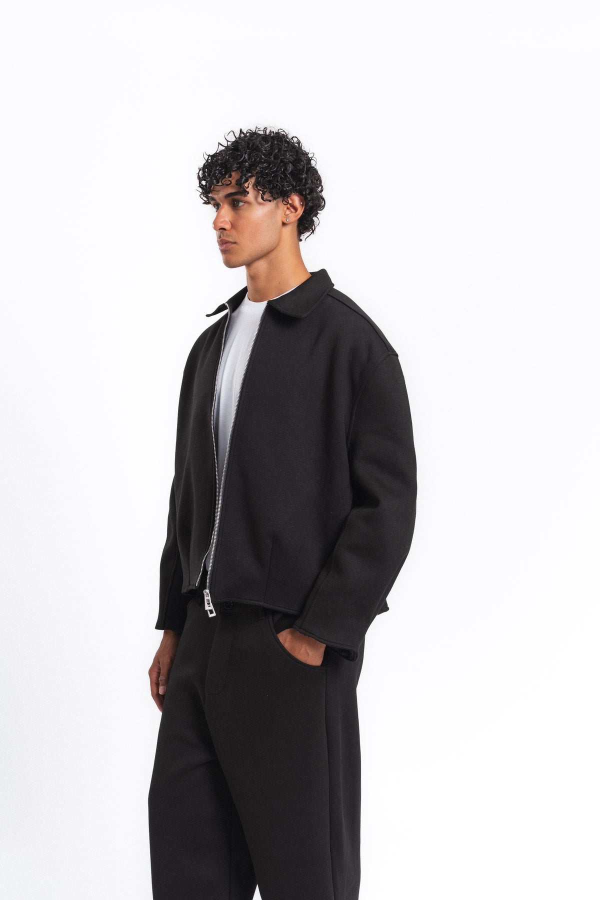 Core Fermuarlı Minimal Sweat Ceket Siyah