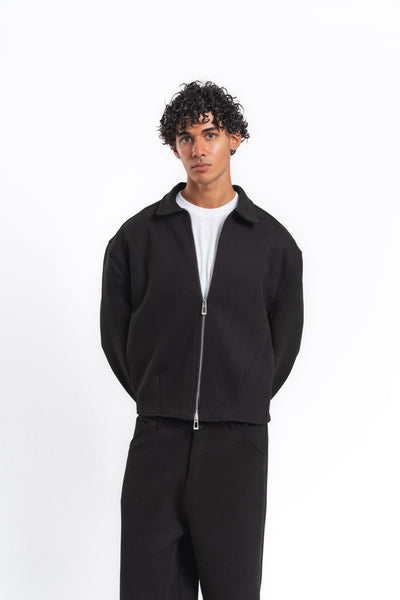Core Fermuarlı Minimal Sweat Ceket Siyah