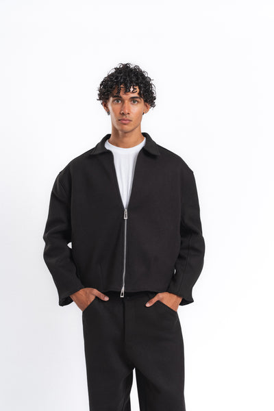 Core Fermuarlı Minimal Sweat Ceket Siyah