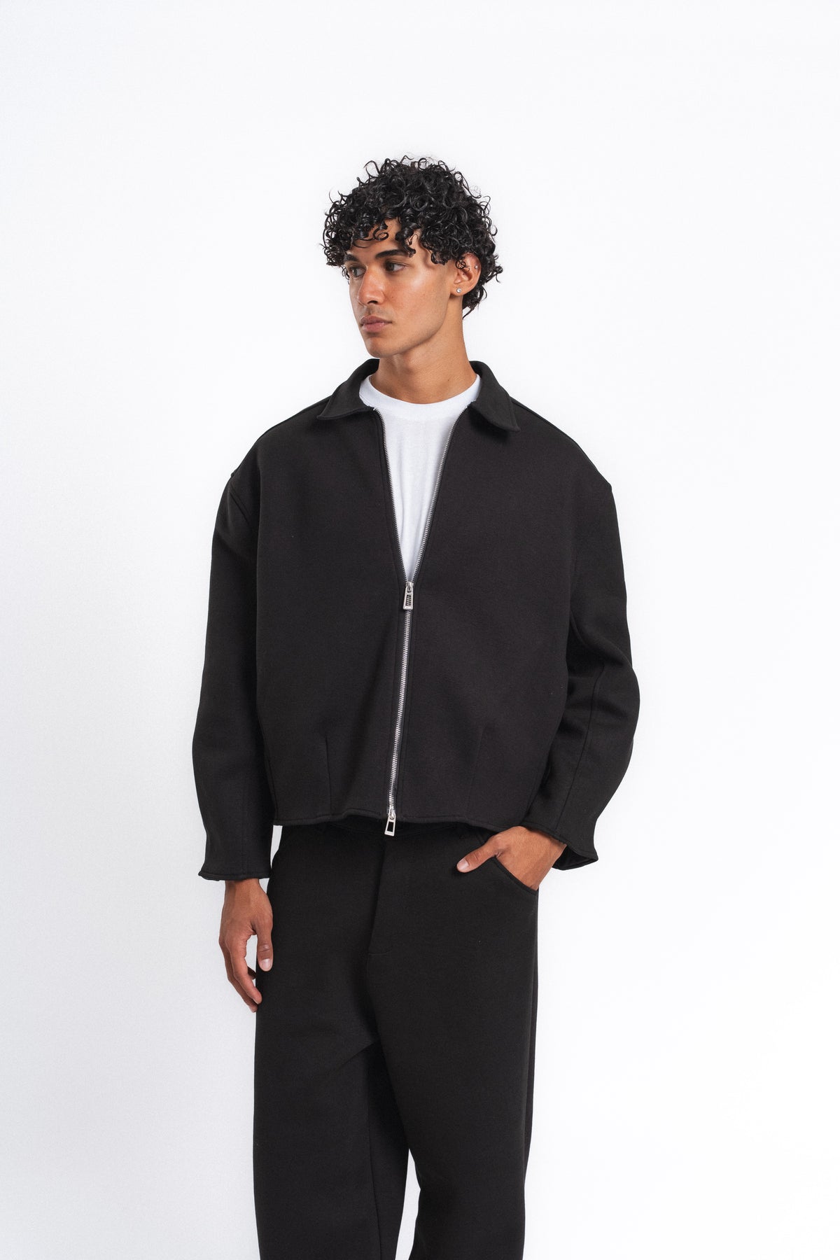 Core Fermuarlı Minimal Sweat Ceket Siyah