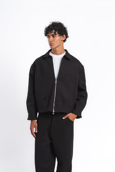 Core Fermuarlı Minimal Sweat Ceket Siyah