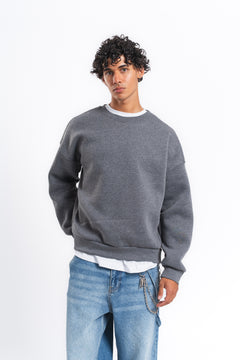 Base Oversize Bisiklet Yaka Sweatshirt - Antrasit
