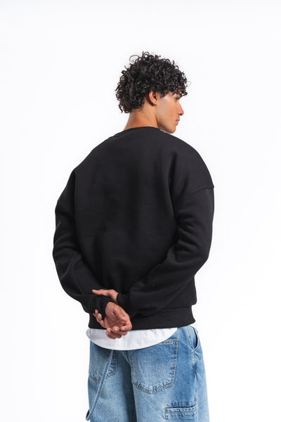 Base Oversize Bisiklet Yaka Sweatshirt Lacivert