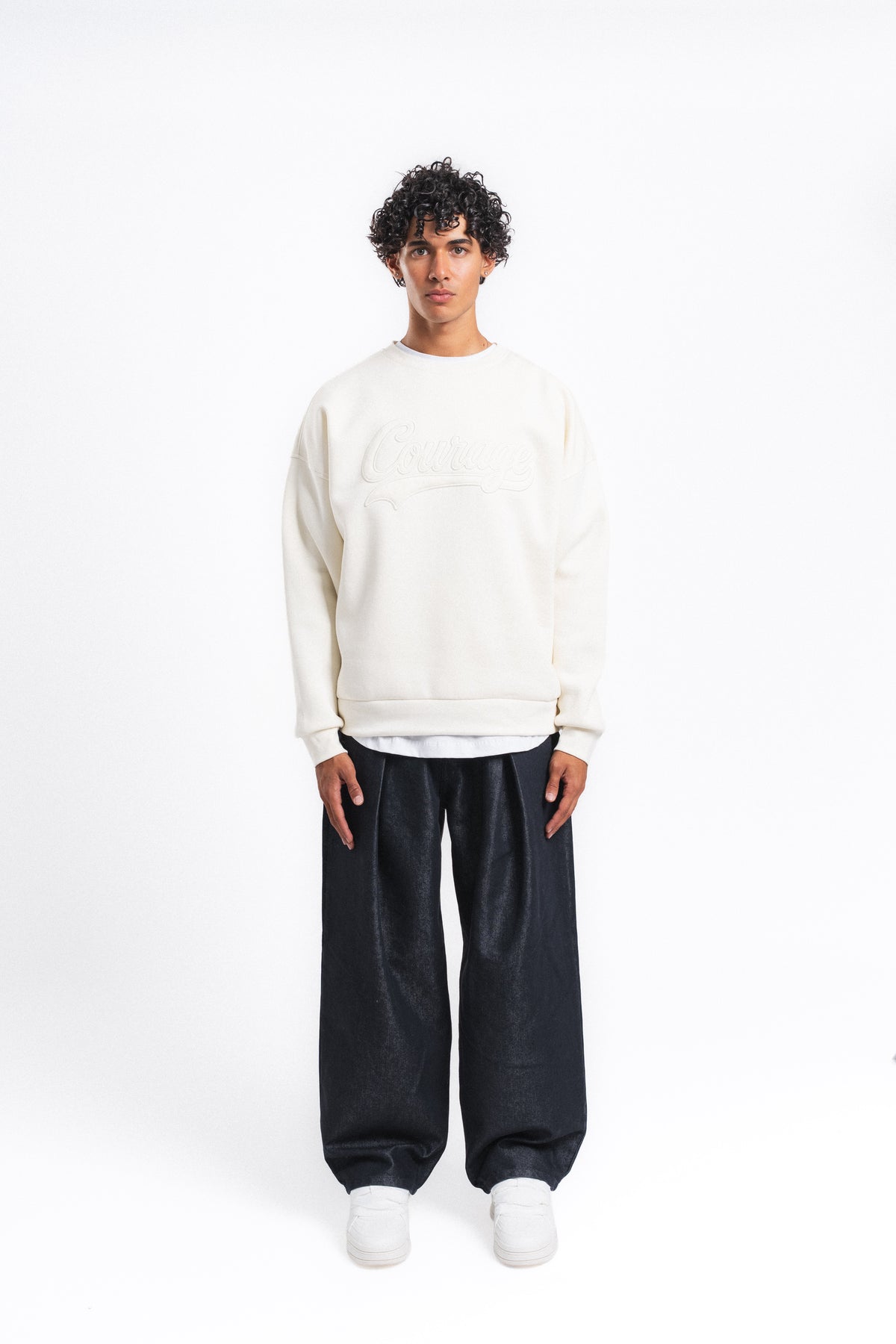 Couture Kabartma Logolu Sweatshirt Ekru