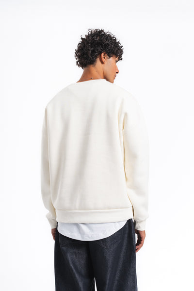 Couture Kabartma Logolu Sweatshirt Ekru