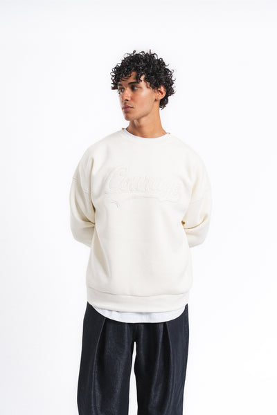 Couture Kabartma Logolu Sweatshirt Ekru