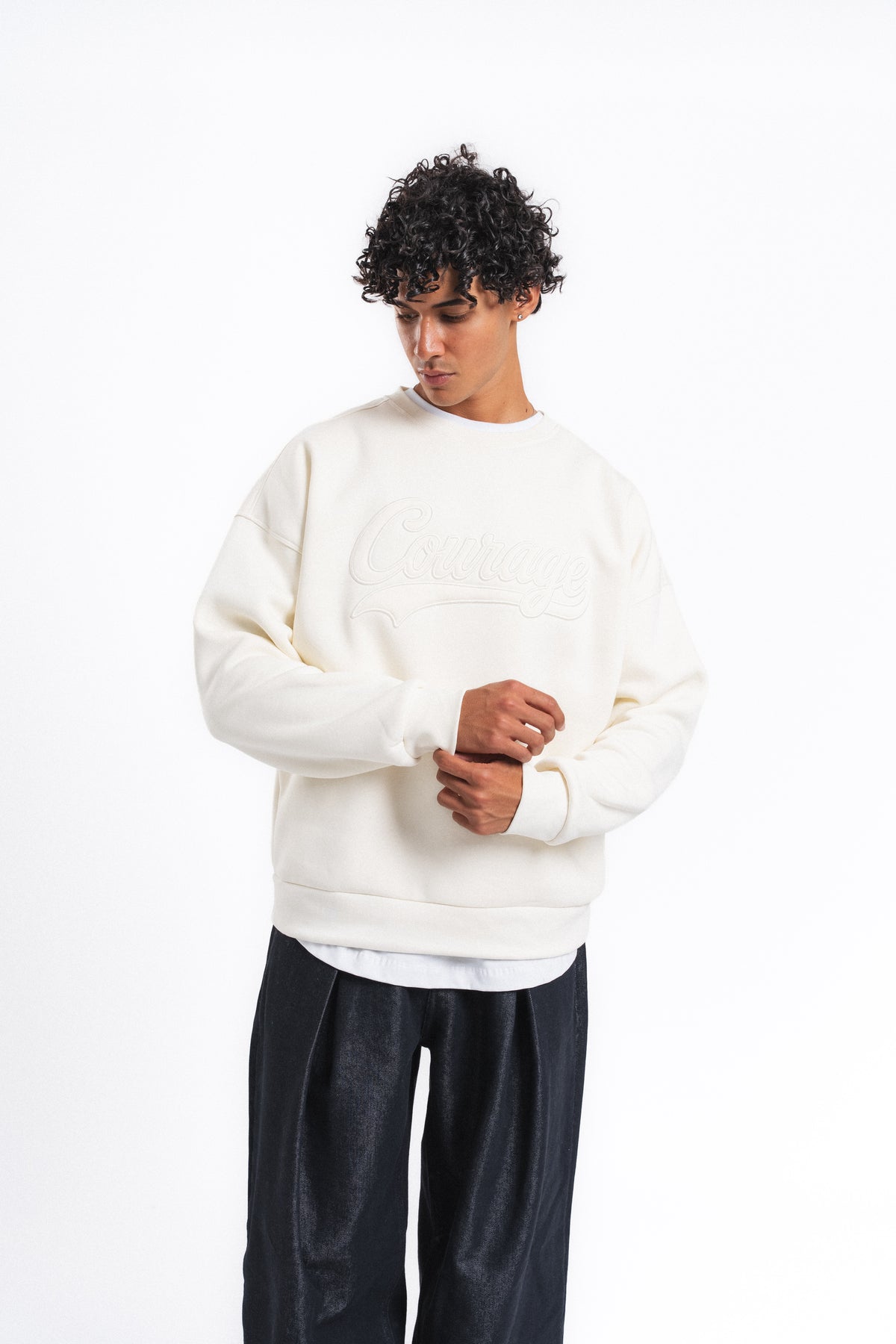 Couture Kabartma Logolu Sweatshirt Ekru