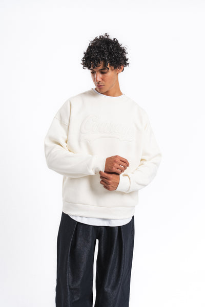 Couture Kabartma Logolu Sweatshirt Ekru