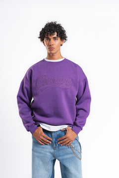 Couture Kabartma Logolu Sweatshirt Mor