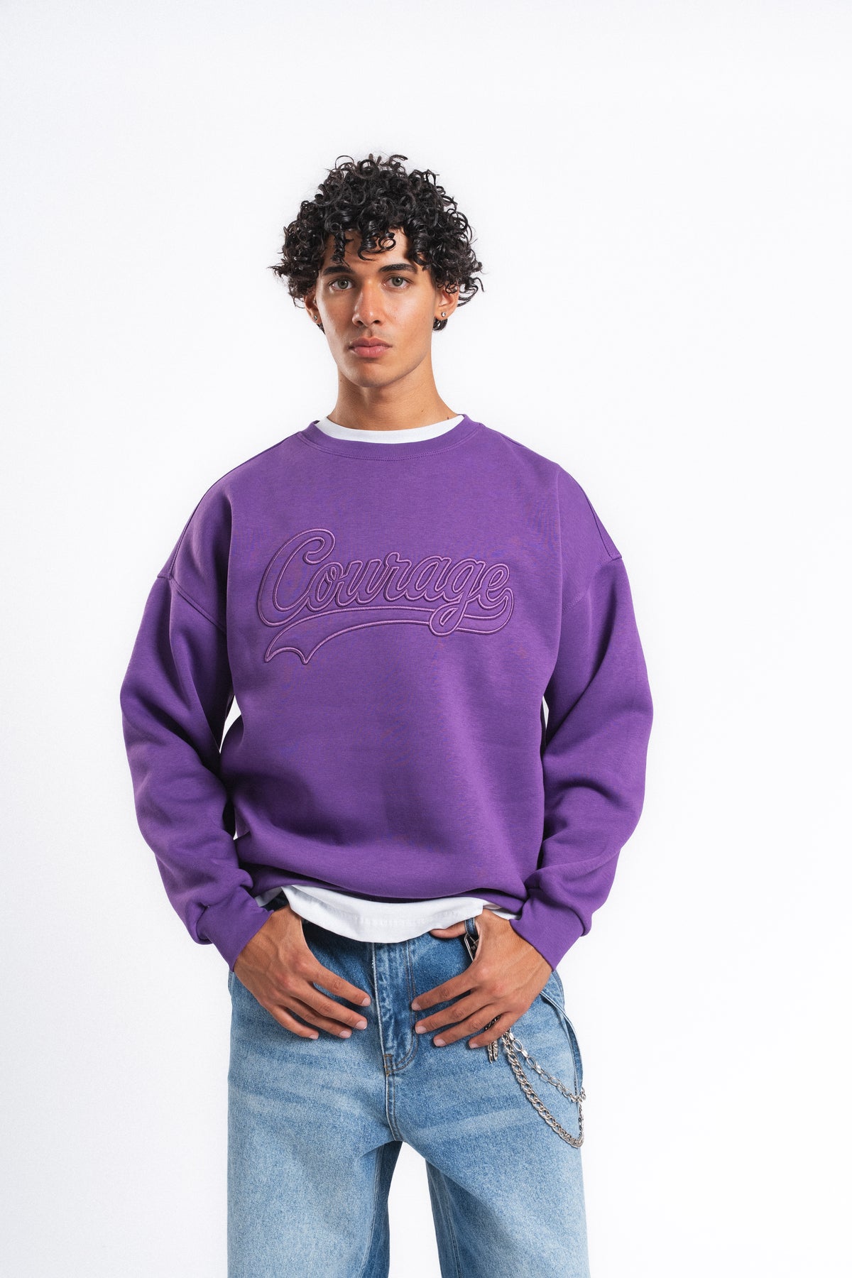 Couture Kabartma Logolu Sweatshirt Mor
